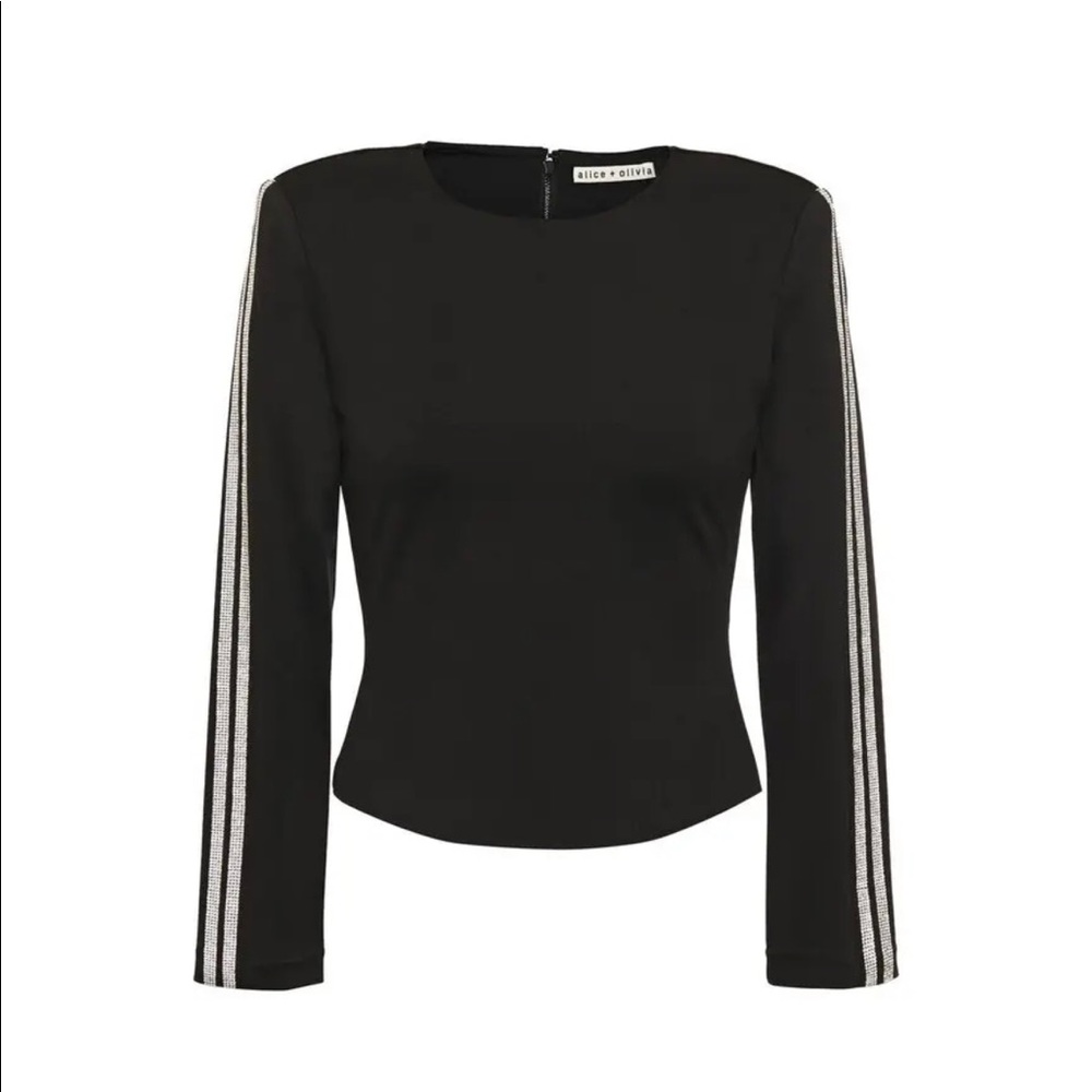 Alice + Olivia Raven Crystal Stripe Top